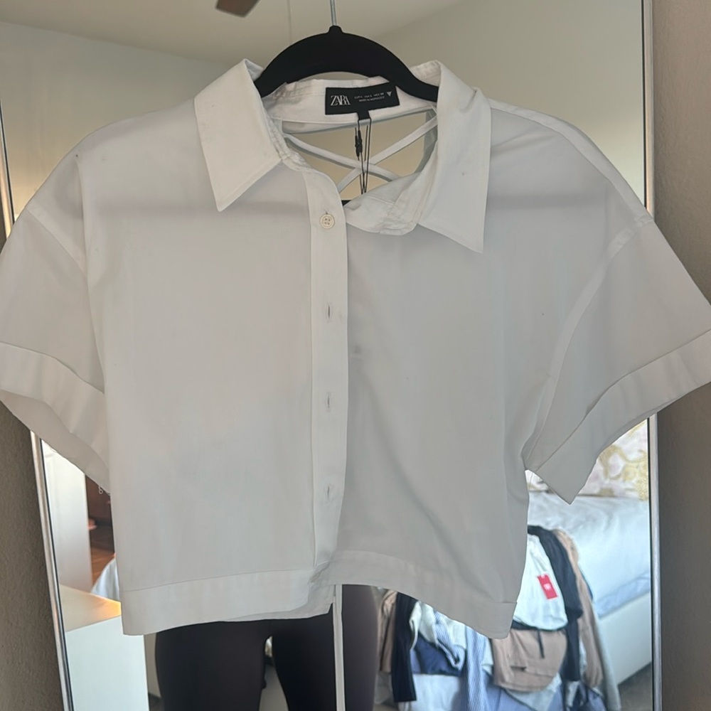 ZARA NWT open back collared button down